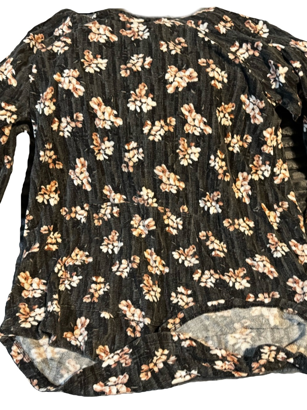 LuLaRoe Black Floral Sweatshirt with Cream & Brown Blossoms